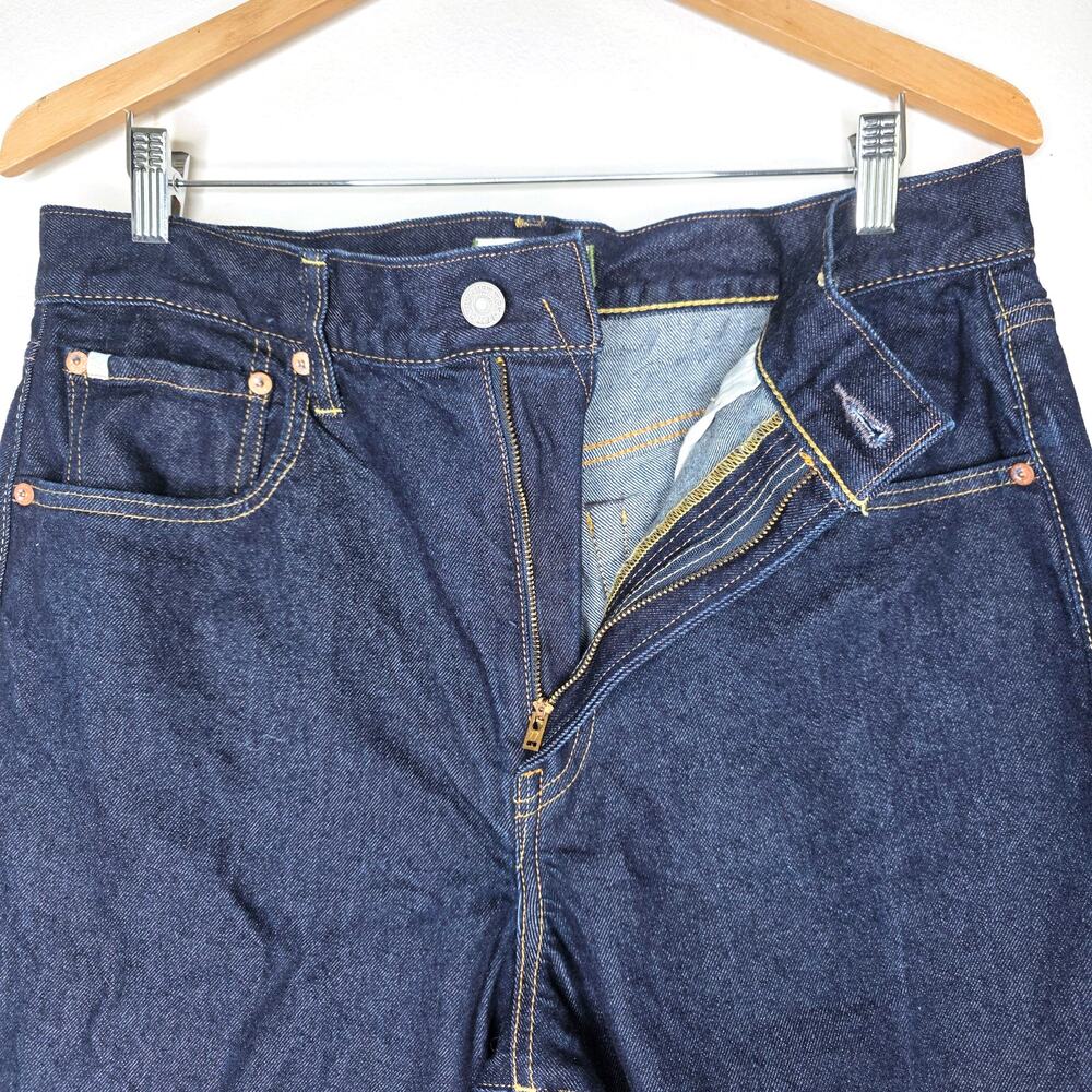AE77 Premium Stovepipe Jeans 14 Short Dark Wash High Rise Straight Leg Denim - Picture 5 of 9